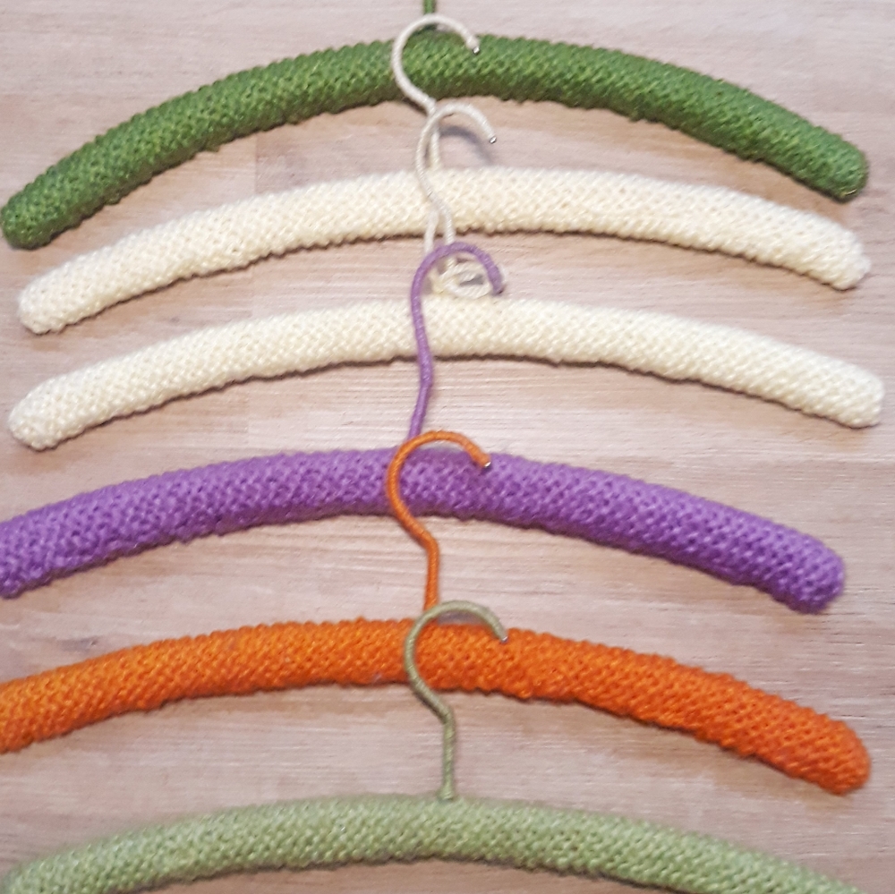 Handmade 6 Crochet Covered Hangers - Yellow, Green, Orange and Purple - Picture 3 of 11
